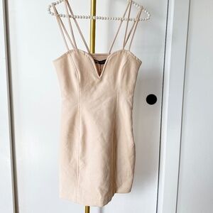 Zara Nude Strappy Bodycon Mini Dress – Size S